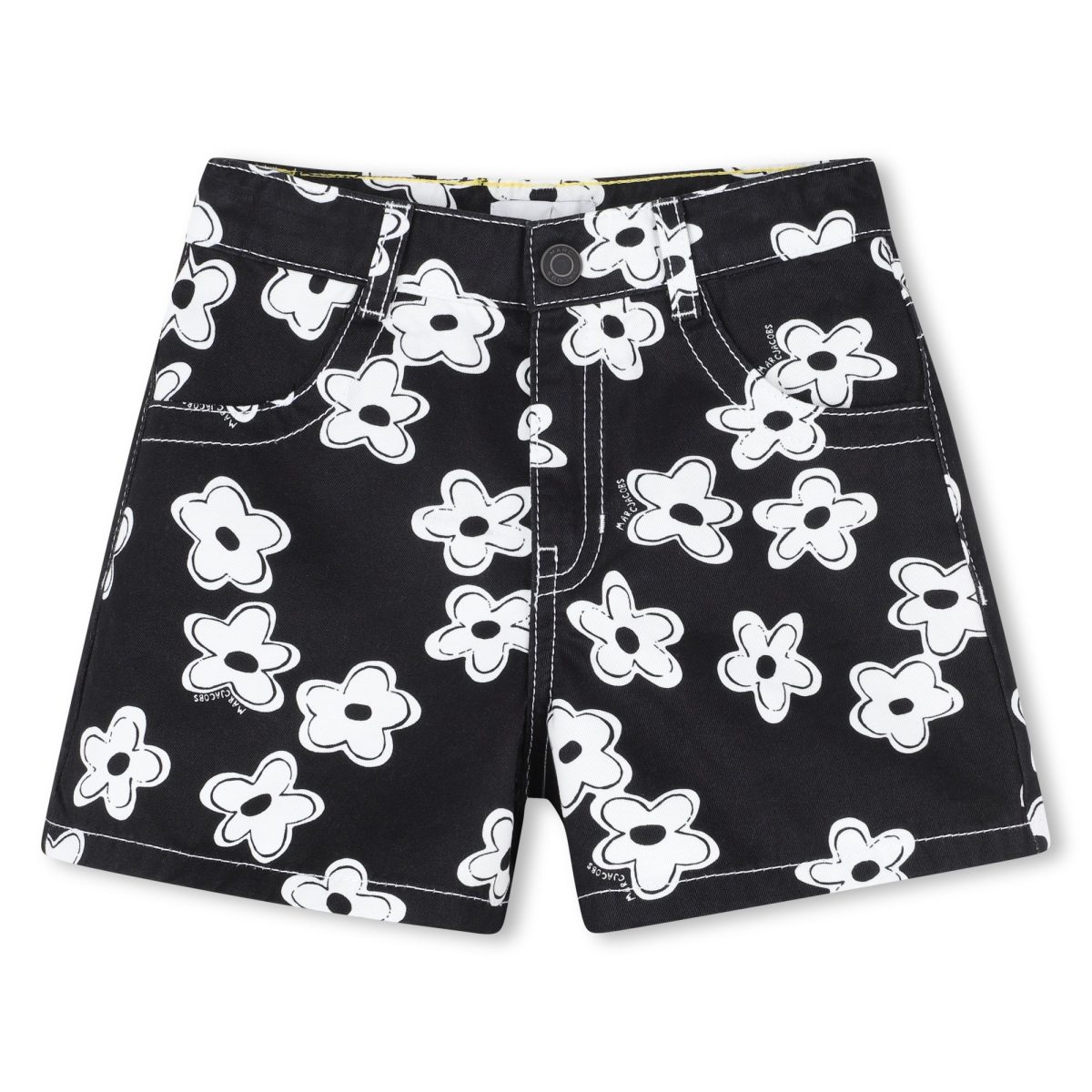 Short en drill imprimé fleurs