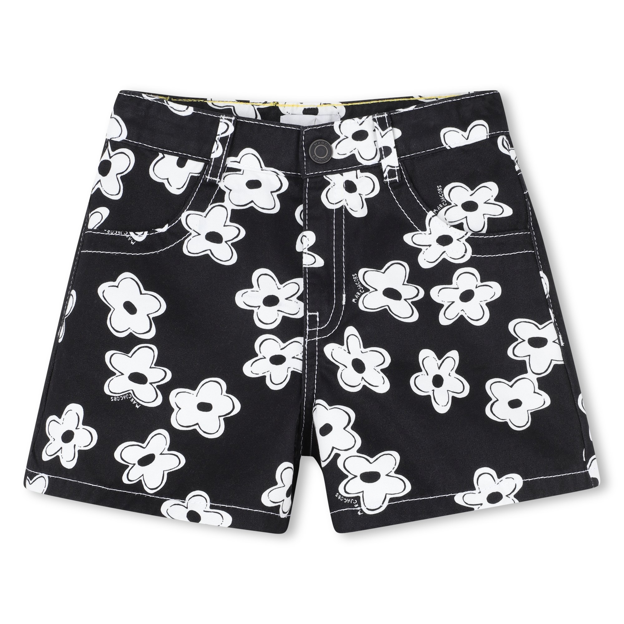 Short en drill imprimé fleurs